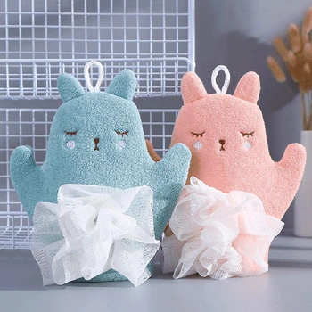 1PCS Cute Bunny-Shaped Bath Sponge Comfortable and Soft Towel for Babies and Children, Baby Bath Sponge, Bathroom Supplies 1