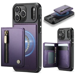 Premium 2 - in - 1 Detachable RFID Zipper Magnetic Leather Wallet Case - iPhone 14 Plus (PURPLE)