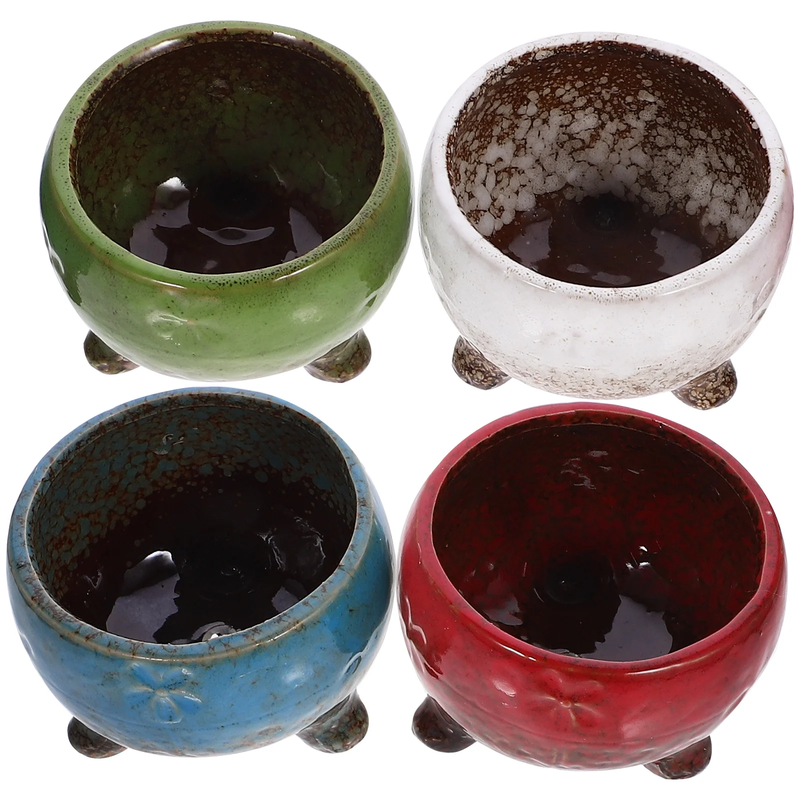 

4Pcs Ceramic Flower Pot Succulent Plant Pot Decorative Flowerpot Indoor Flower Pot