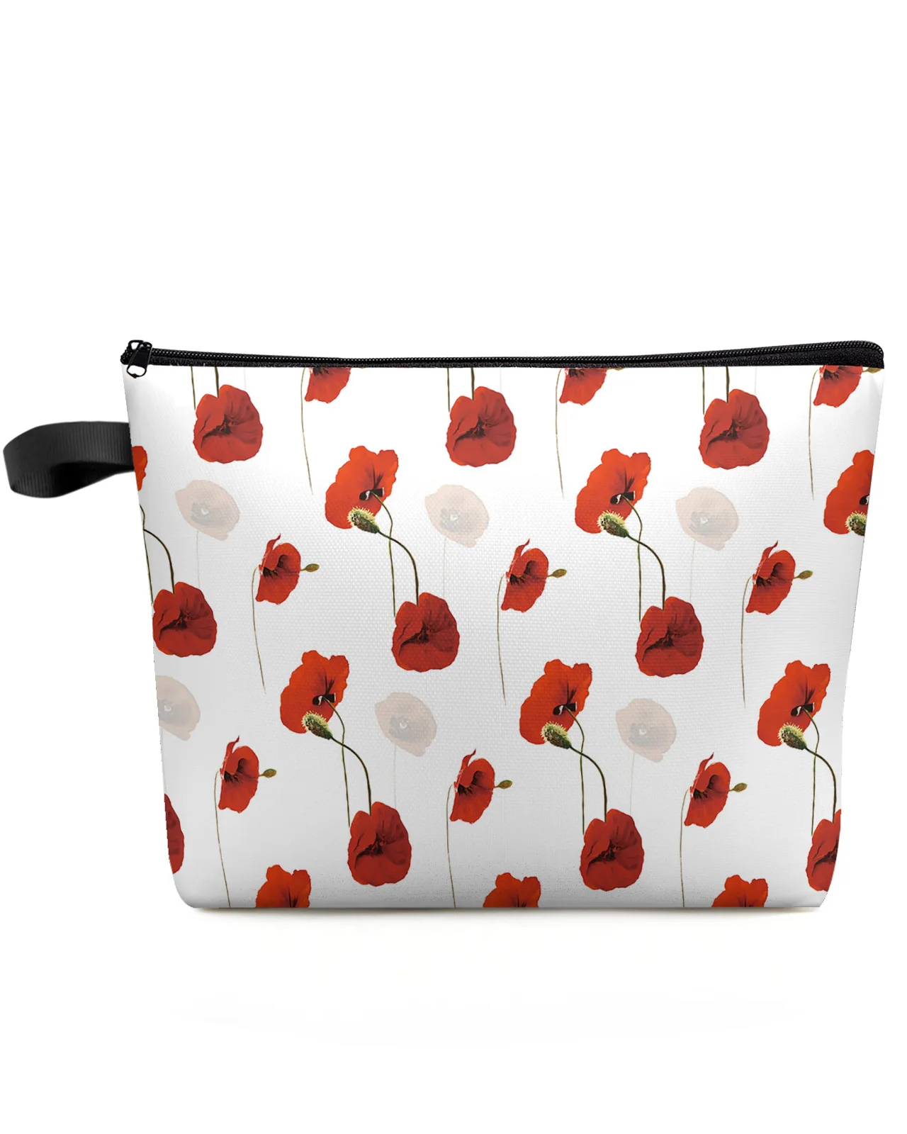 Flower Red Poppy White Makeup Bag Pouch Travel Essentials Lady Women Cosmetic Bags Toilet Organizer Custodia Per Matite Per Bambini