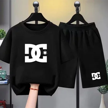 Abbigliamento per bambini di marca, t-shirt a maniche corte + pantaloncini, vestiti estivi alla moda per ragazzi e ragazze, set casual sportivo per bambini da 3 a 12 anni