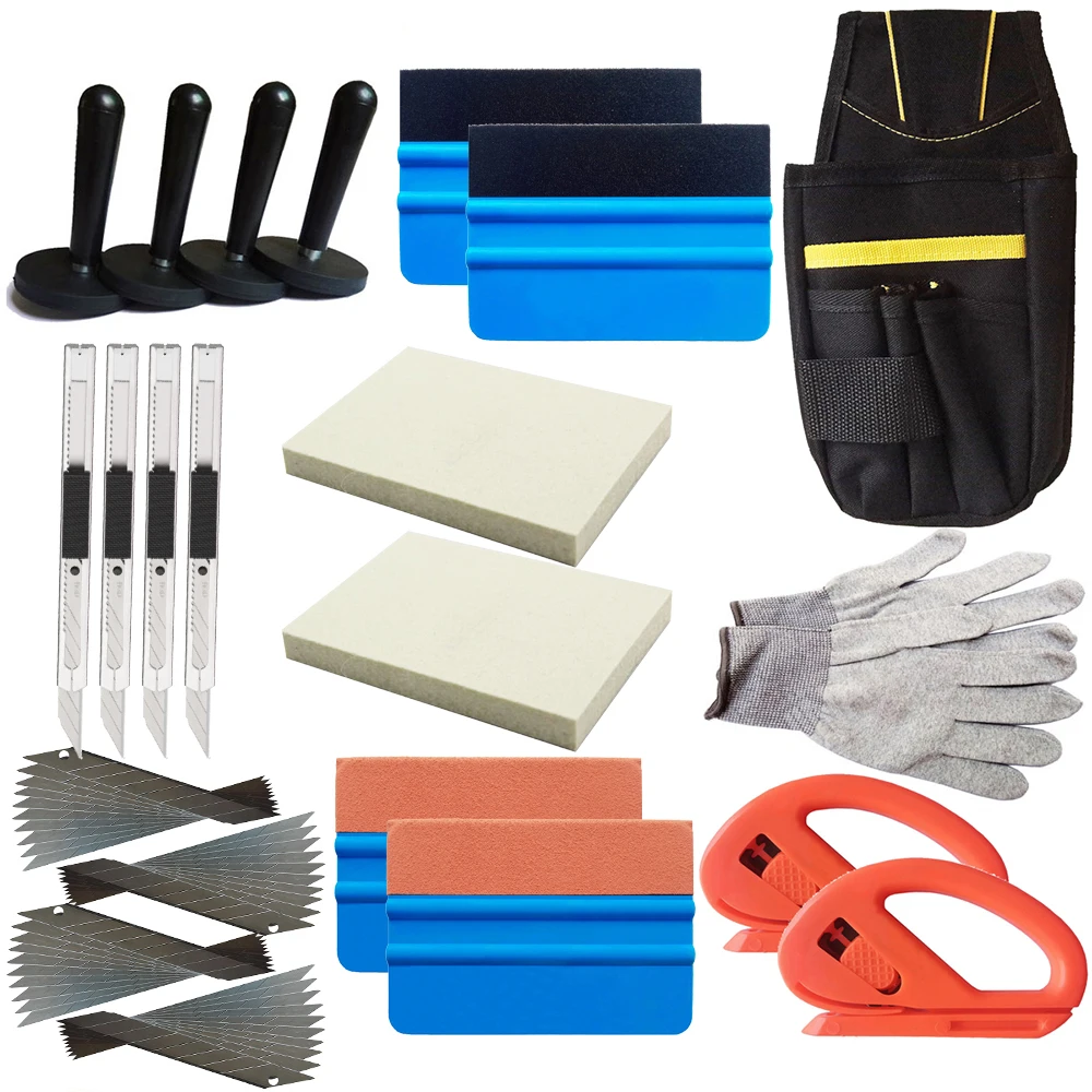 CNGZSY Standard Pro Tool kit Combo Car Vinyl Wrap Bag Squeegee Razor Glove 4 Magnet art knife blades Wool Suede Squeegee K27 цена и фото