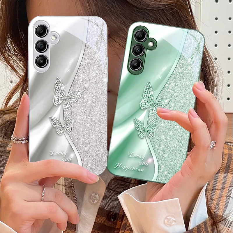 Golden Butterfly Glass Phone Case