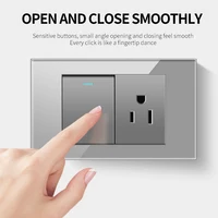 ปลั๊กไฟอเมริกัน PSSRISE พร้อมที่ชาร์จเร็วแบบ Type-C, แผงสวิตช์ไฟกระจกนิรภัยสีเทา ปลั๊กไฟในเม็กซิโก 5