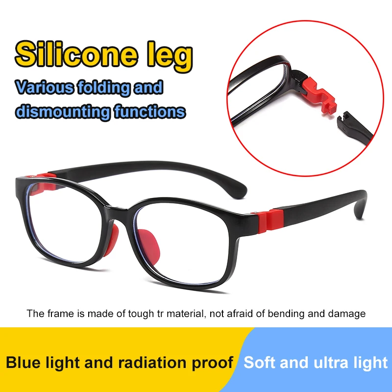 Kids Computer Glasses Blue Light Blocking Filter Gaming Goggles Detachable Child Anti-Blue Ray Eyewear Silicone Eyeglasses