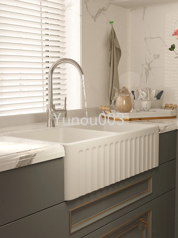 

Kitchen Ceramic Sink, Vegetable Basin, Household Vegetable Washing Sink, Single and Double Sink, Semi Embedded Sink