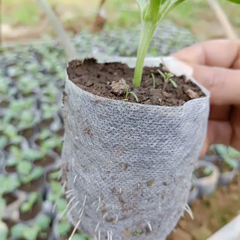 100pcs 11*14cm Seedling-Raising Bags Plant-Fiber Green Bag Environmental Protect Nursery Bag for Garden Planting