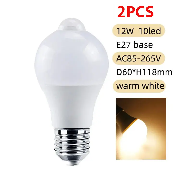 PIR Motion Sensor LED Light Bulb 12W E27 Smart Bulb Motion Activated ON/OFF Home Lights Lamp for Home Stair - Image 13