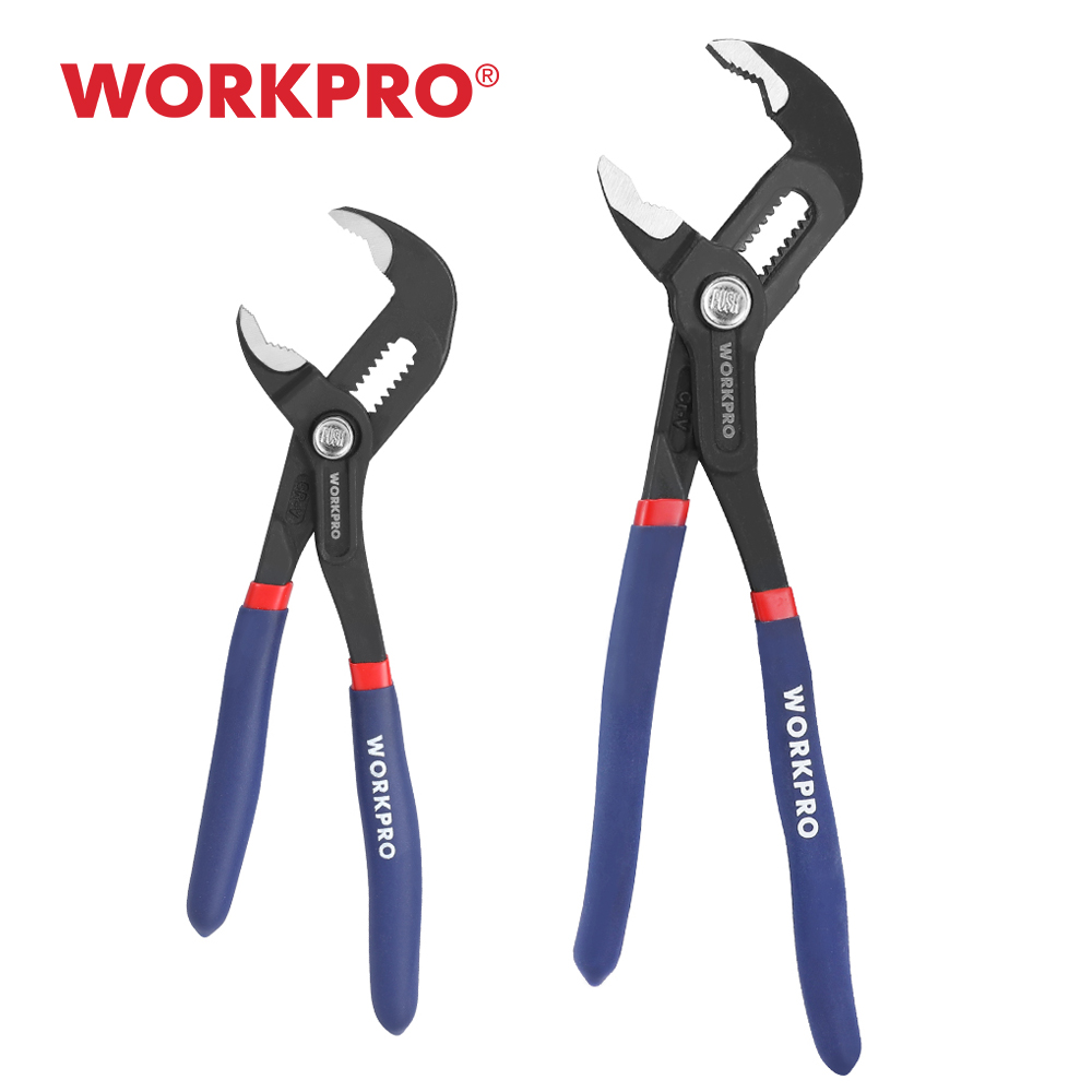 WORKPRO 2PC Water Pump Pliers 7"&10" Adjustable Quick Adjusting Curved Jaw Groove Joint Pliers Non-Slip Comfort Handle