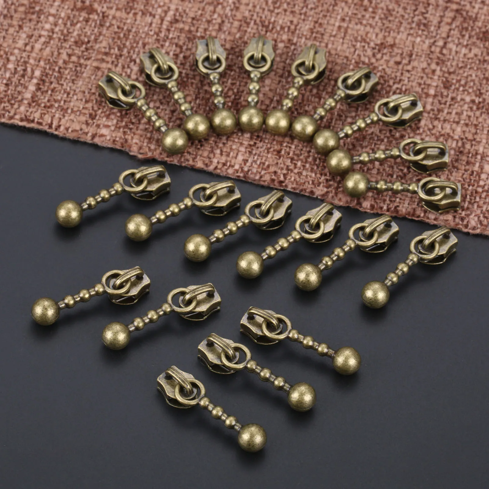 20Pcs Vintage metal Zipper Sliders Antique Bronze 21mm Zipper Repair Craft Sewing Supplies Accessories DIY Craft