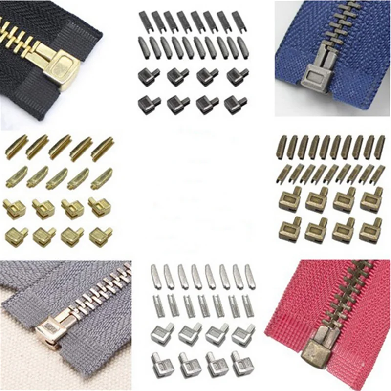 10 Sets 3# 5# 8# Metal Zipper Latch Slider Retainer Insertion Pin Zipper Bottom Zipper Stopper for Metal Zipper Repair