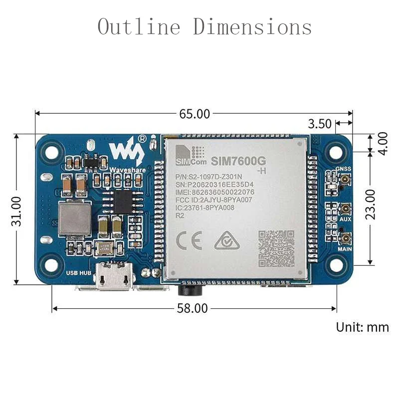 Рисунок 5 - Waveshare SIM7600G-H 4G HAT (B)