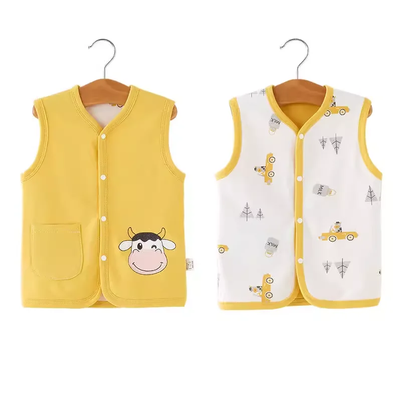 ANIMQUE Bebé Niño Pequeño Doble Cara Chaleco Primavera Otoño Algodón Delgado Sin Mangas Chaqueta Chaleco Para Niños Con Botón De Presión, Elefante Verde 66