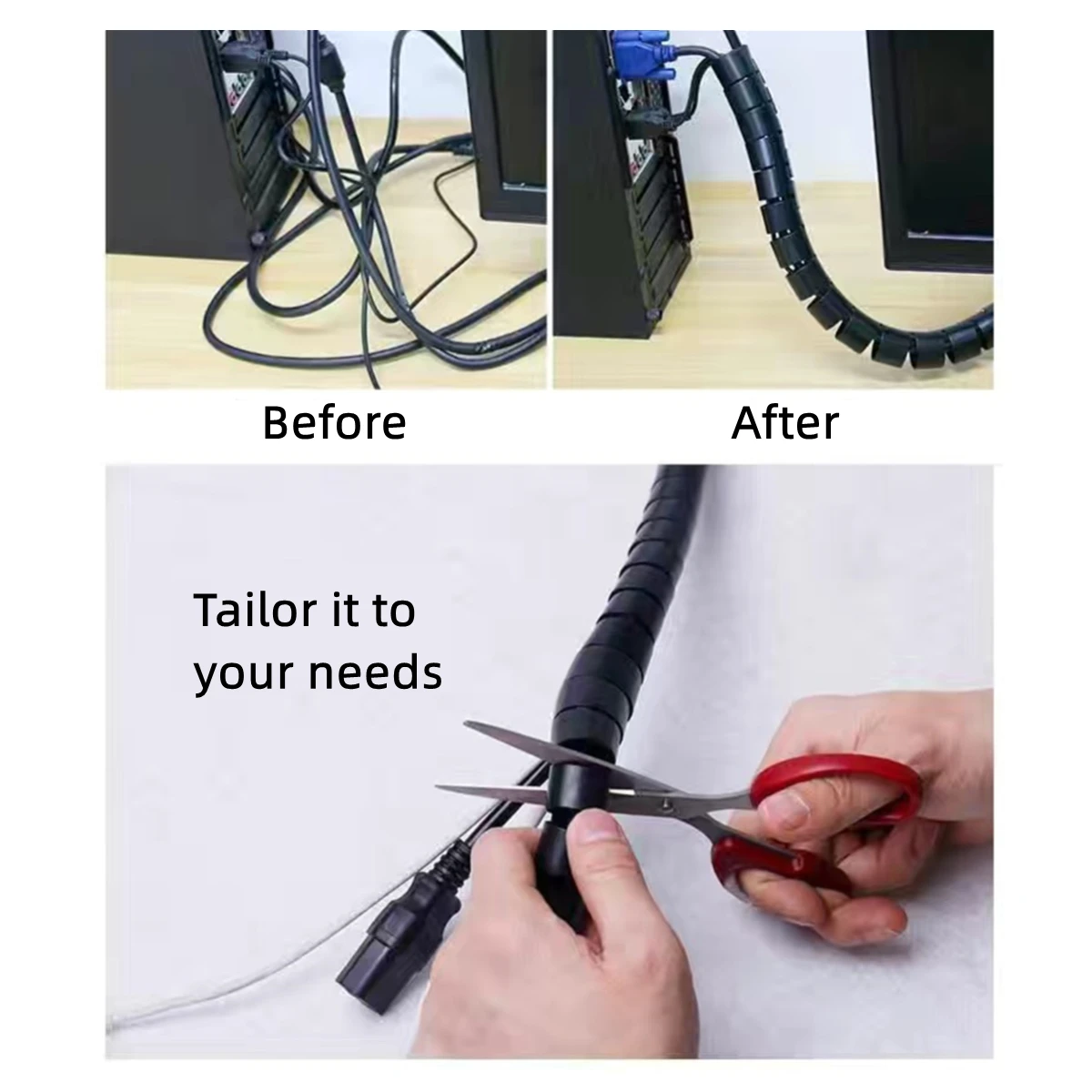 Cable Protector 1/3/5/10Meter Flexible Spiral PE Tube