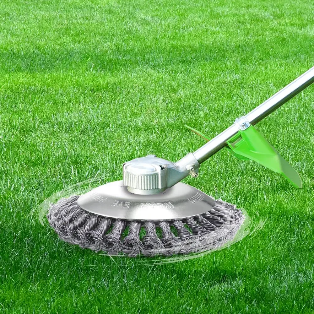 Steel Wire Wheel Garden Weed Brush Lawn Mower Grass Eater Trimmer Brush Cutter Tools Garden Grass Trimmer Head Weed Brush 4