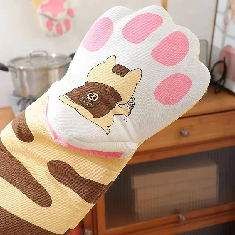 Kitchen Gloves Single Microwave Cotton Cat Paws Oven Insulation Baking Supplies