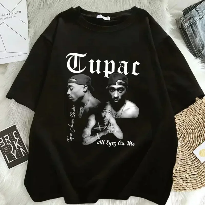 

Модная футболка Rapper Tupac 2024, летние топы, уличная одежда в стиле хип-хоп, футболка оверсайз с коротким рукавом для мужчин и женщин, хлопковая футболка