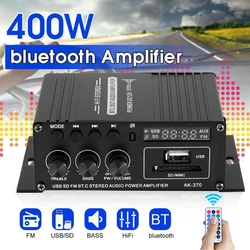AK380/AK370/AK170/AK35 400W*2 2 Channel bluetooth HiFi Power Amplifier Home Car Audio Class D Remote Control FM Radio AUX USB/SD