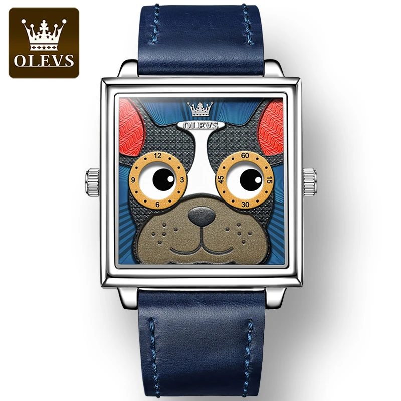 quartz wrist watch OLEVS Trendy Grate Quality Corium Strap Watch for Men Quartz Waterproof Fashion Wristwatch Cartoon Dog Watches Quartz Watches