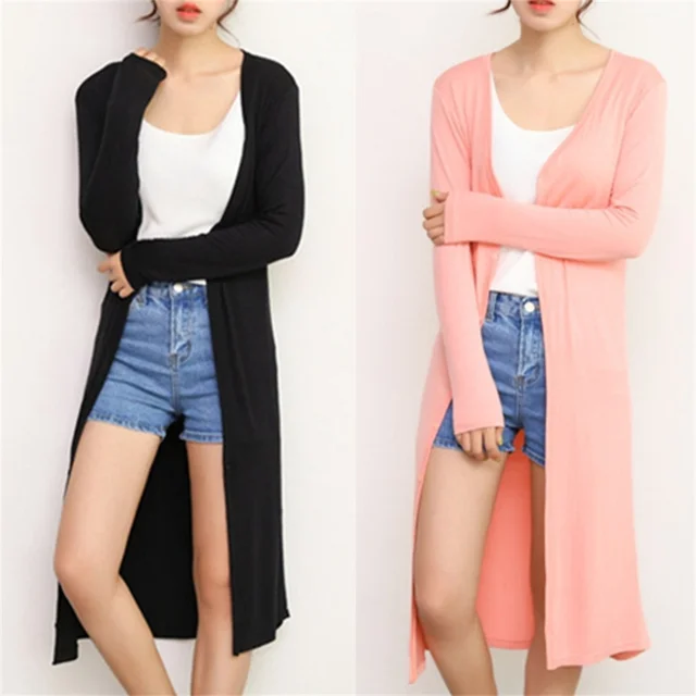 Summer Autumn 12 Colors Women Modal Long Cardigan Female Cotton Sweater Cardigans Long Sleeve Women Casual Coat Ladies Outerwear 2