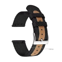 Versatile Nylon Canvas Watch Strap - Quick Release Bracelet for Men & Women (18mm, 20mm, 22mm) (Black)
