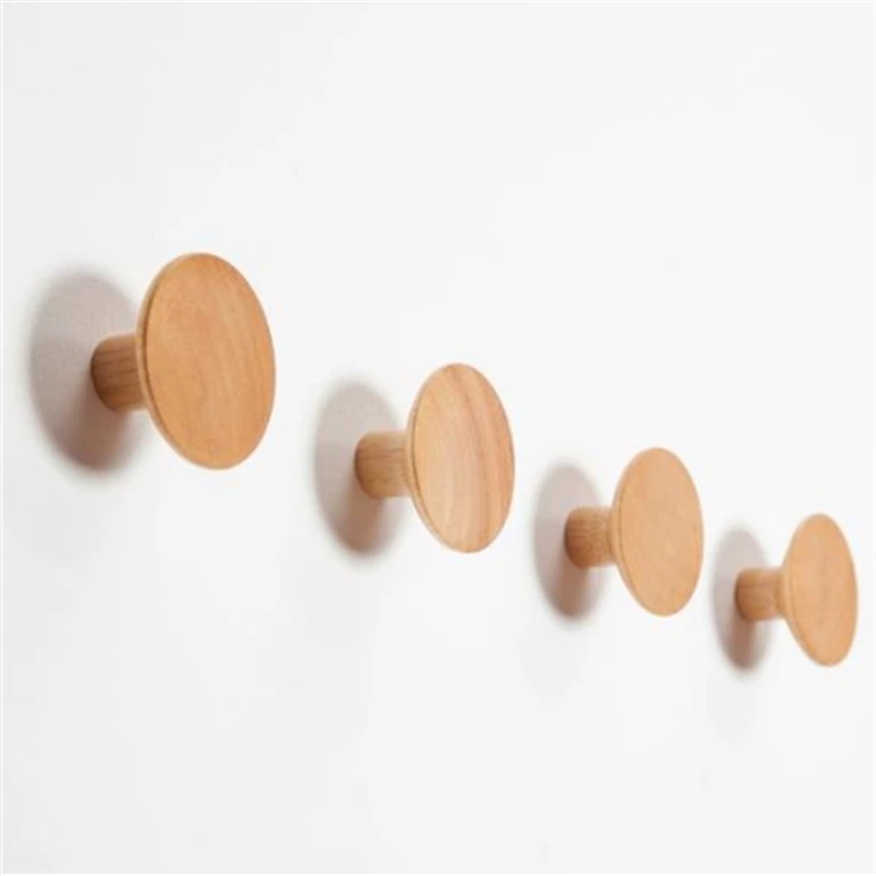 1pcs Wood Hook Round Wall Hanging Key Coat Bag Holder Wall Multipurpose Kitchen Storage Decora hook Bathroom Accessor Organizer