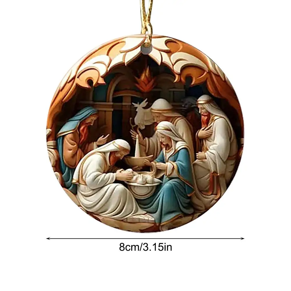 2D Acrylic Jesus Nativity Scene Pendant Christian Tree Ornament The Birth  Of Jesus Pendant Home Navidad Decor New Year Xmas Gift - AliExpress, image size:1000x1000