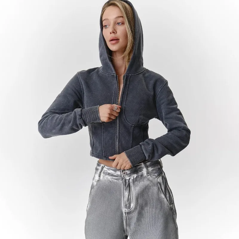 Spring and Autumn Design High End Women's Wear Long Sleeved Fashion Casual Coat Made of Old Hooded Sweater Y2k Clothes TYFS08