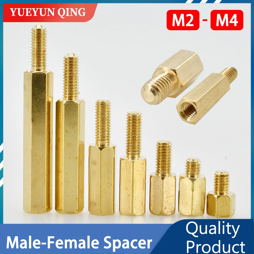 thumbnail image 1 of Hex Brass Male Female Motherboard Standoff Copper Mount M2 M2.5 M3 M4 Board Rack Stud Threaded Pillar PCB Column Spacer Screw, 1 of 4