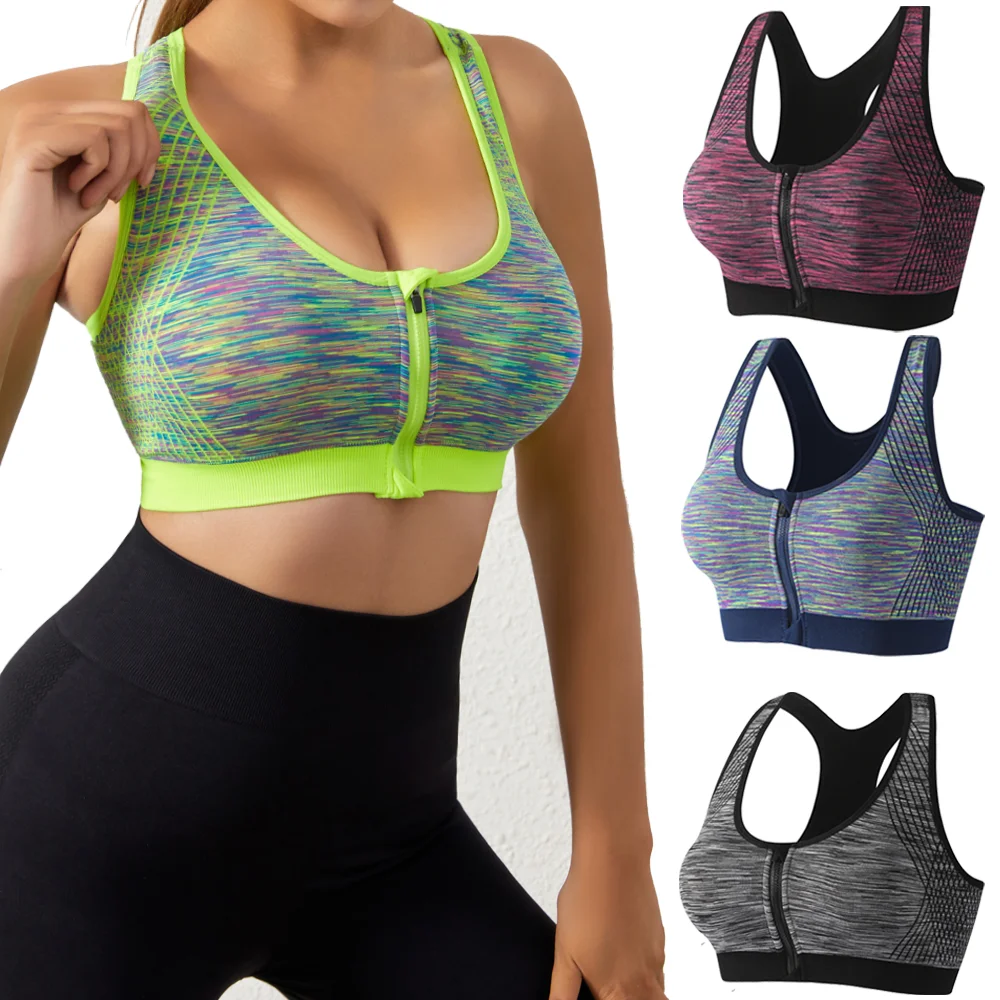 Women Sports Bra Front Zipper Sports Bra Breathable Shock-proof Underwear High Impact Yoga Bra Running Vest Fitness Workout Tops Best Sellers In Sports & Entertainment