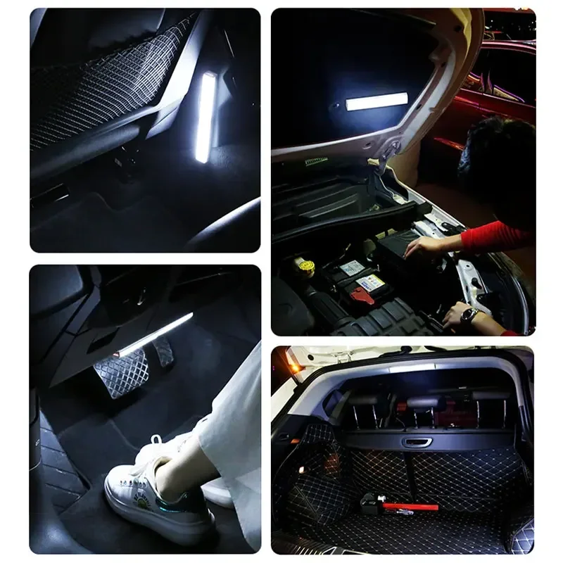 Rechargeable LED Car Lights Wireless Magnetic Mount Auto Motion Induction Ambient Lighting for Auto Hood USB Portable