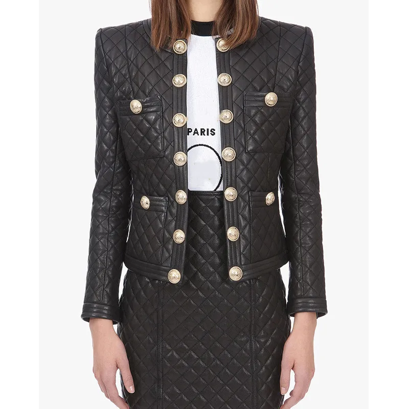 

Женская короткая куртка из натуральной овечьей кожи, с круглым вырезом