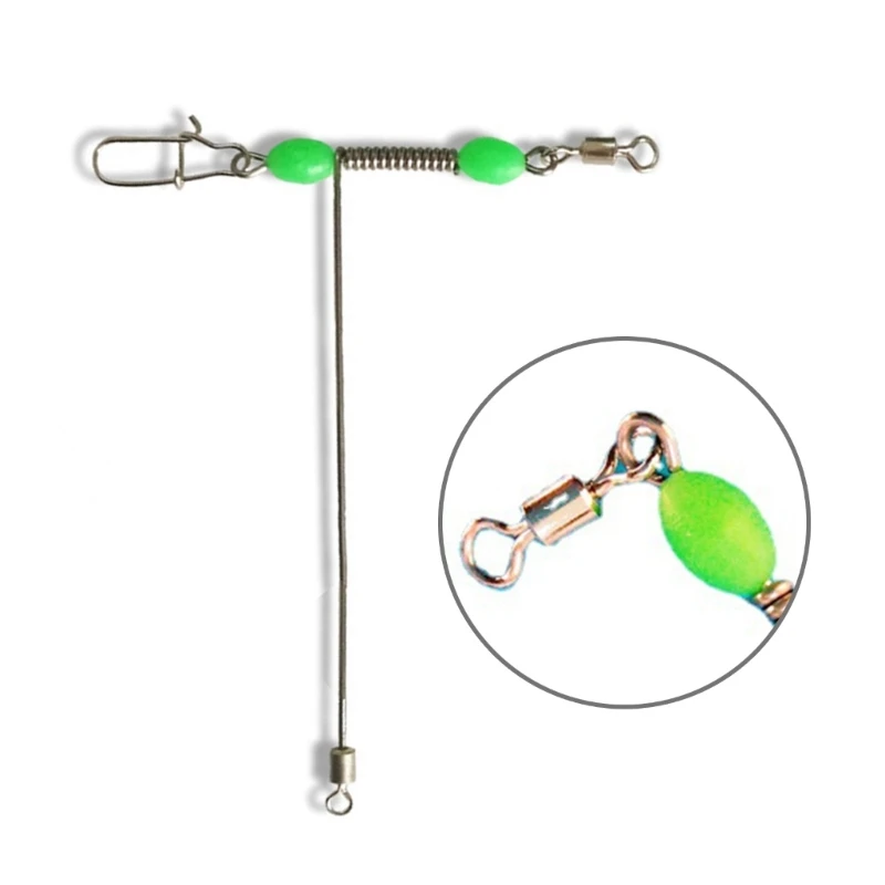 Pack of 10pcs Stainless Steel T Swivels, Luminous Bead Enhanced, 3 Way Fishing Line Swivels Snaps Set For Anglers