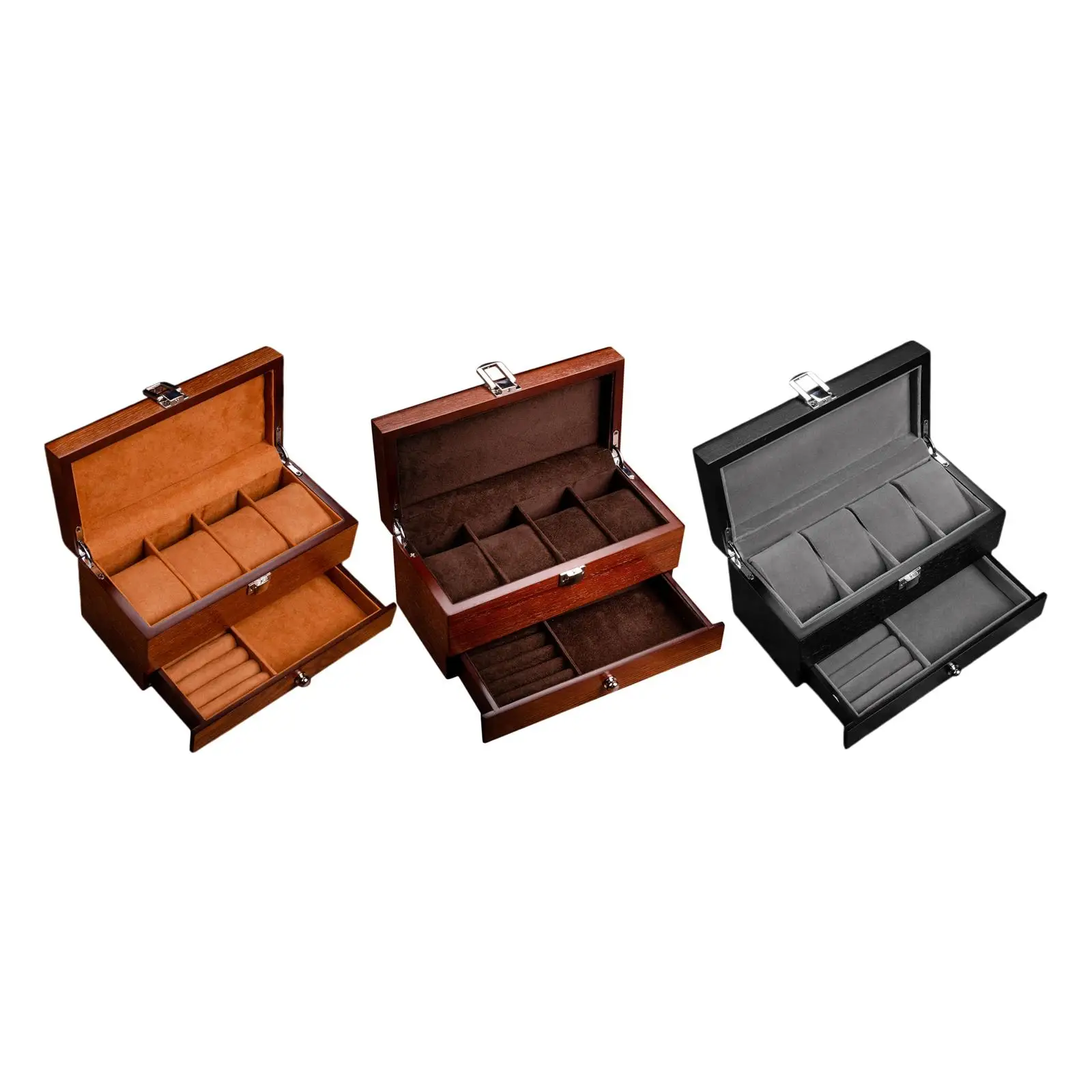 

Watch Box Wooden Container Display Holder for Watches Earrings Table Dresser