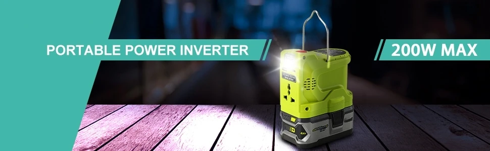 Power Inverter for Ryobi One 18V Battery 200W DC 18V to AC 110V/230V Modified Si