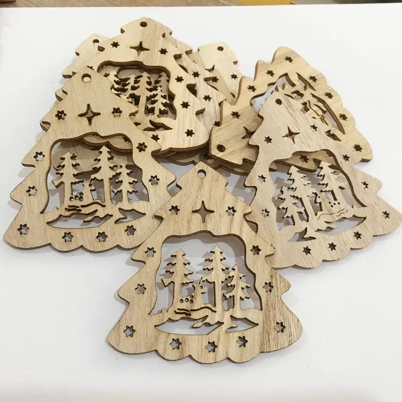 Christmas Decorations 10PCS Wooden Angel Shape Cutouts Crafts Blank Wood Hanging Ornaments with Twines for Christmas Tree Decoration,christmas decorations