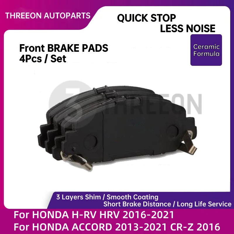 Front Ceramic Brake Pads THREEON For HONDA ACCORD 2013-For HONDA HRV H-RV-CR-Z TO1282-F 45022T2GA00