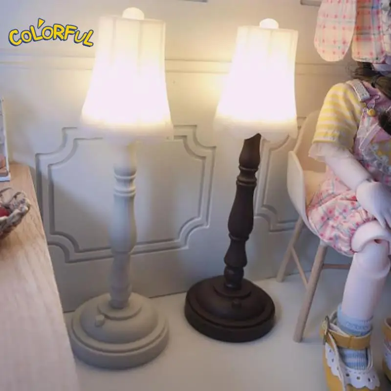 

1:12 Dollhouse Miniature Floor Lamp LED Light Dollhouse Furniture Toy For Dollhouse Decals Decor Scene Ornaments Pretend Play