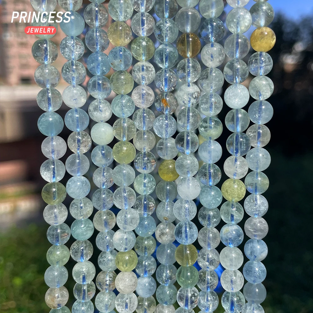 A++ Natural Aquamarine 6mm Healing Crystal Beads for Jewelry Making Bracelet DIY Accessories 2