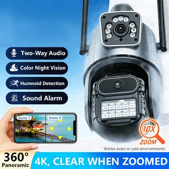 WiFi PTZ Security Camera 8MP with Dual Screen Color Night Vision Outdoor Surveillance CCTV Camera Compatible with v360pro App 1