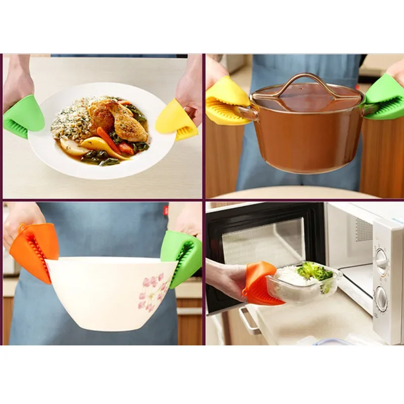 Silicone Heat Resistant Gloves Clips Insulation Non Stick Anti-slip Pot Bowel Holder Clip Cooking Baking Oven Mitts 1Pc silicone oven mitts kitchen gloves silicone oven gloves silicone oven protector