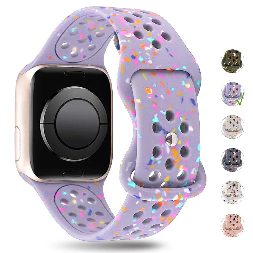 

Ремешок силиконовый для Apple Watch Band 44 мм 40 мм 42 мм 41 мм 45 мм, спортивный браслет с воздушным отверстием для iWatch Series 9 8 7 6 SE 5 4 3 Ultra 2 49 мм