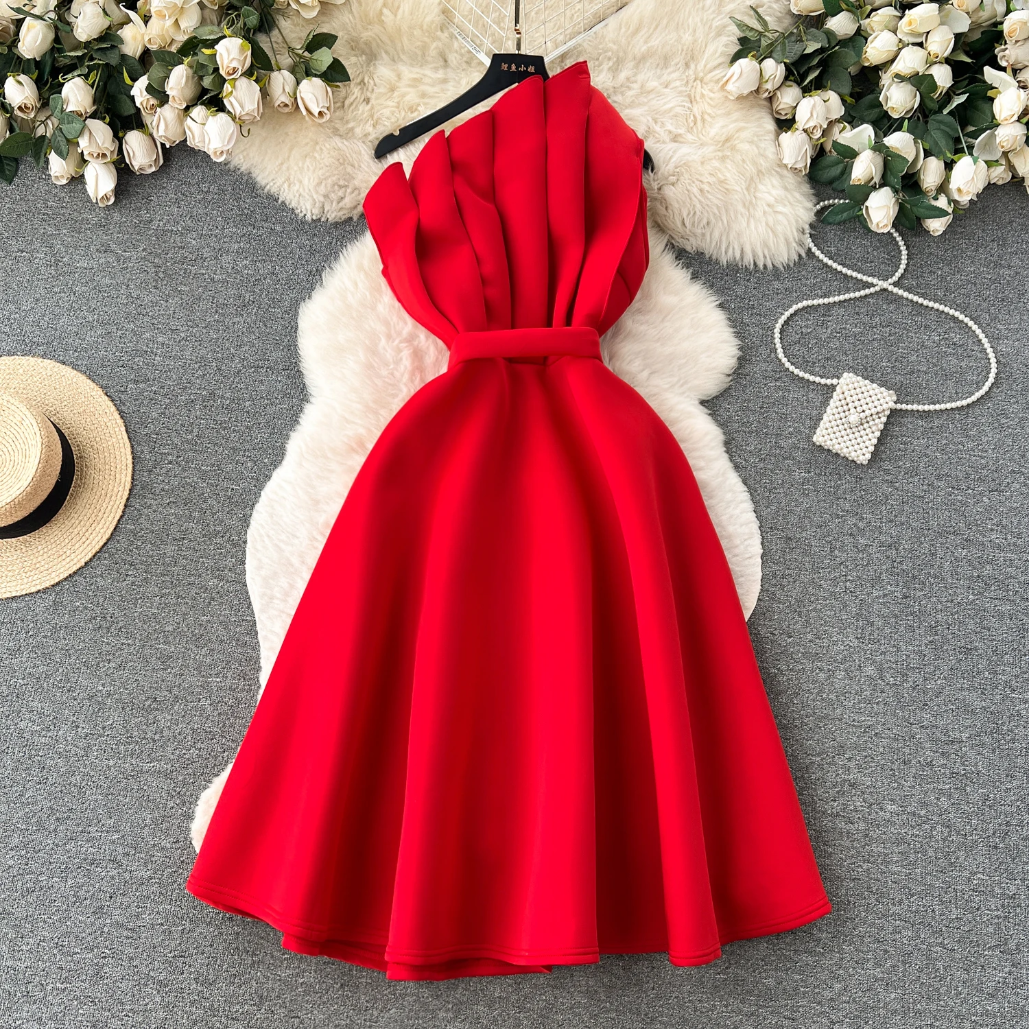 F272 Sweet Memory Sexy Strapless Cocktail Dresses Red Green White Women Girl Lady Female Party Dress Birthday A-Line Robe