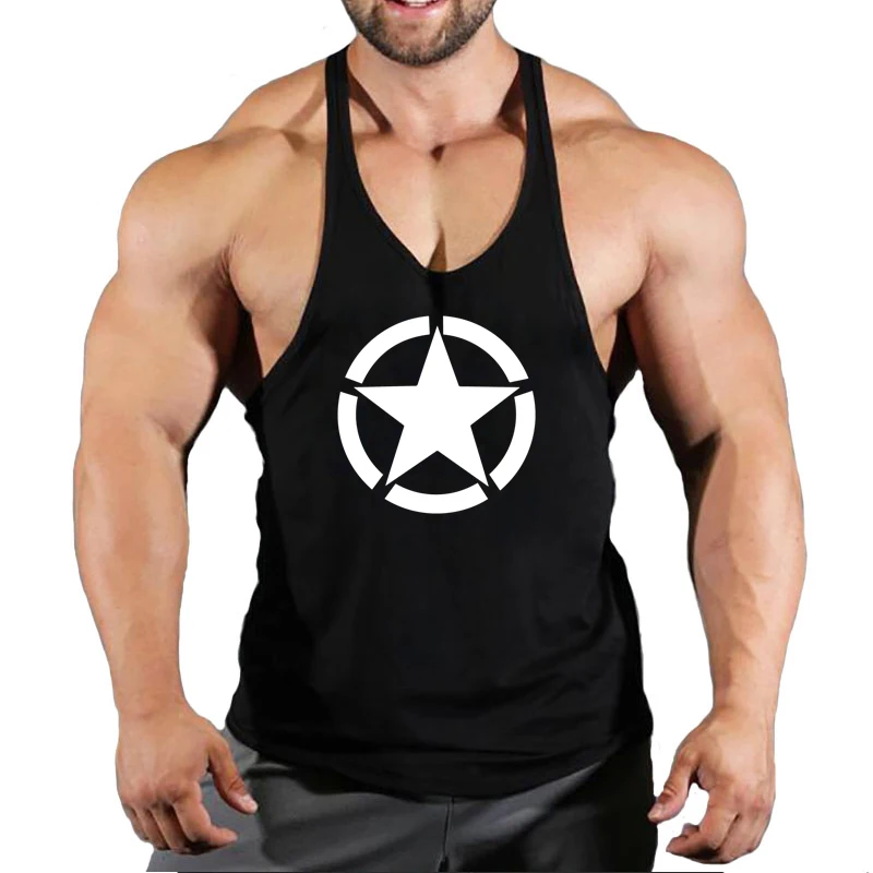 

New Arrivals Bodybuilding stringer tank top Captain Cotton Gym sleeveless men Fitness Vest Singlet sportswear workout tanktop