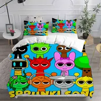 New 3d Print Game Sprunki Bedding Sets Bed Cover Comforter Duvet Cover Pillow Case 2-3 Pieces Sets Kids Adult Bedroom Decoration 1