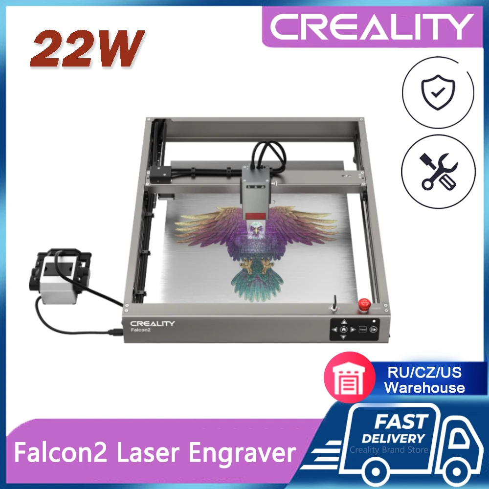 Creality Falcon2 Laser Engraver 22W Laser Power Integrated Air Assist 25000  mm/min Small Precise Cutting CNC Carving Machine - AliExpress