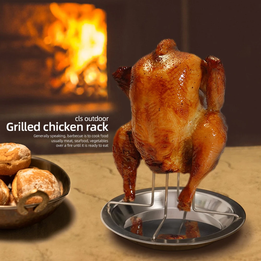 Stainless Steel Chicken Roasting Stand Indoor Outdoor Cooking Tool Turkey Roasting Rack Chicken Holder for Grill Oven Smoker chicken roasting rack
