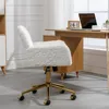 Artificial rabbit hair Home Office Chair with Golden Metal Base,Adjustable Desk Chair Swivel Office Chair,Vanity Chair(Beige) 6