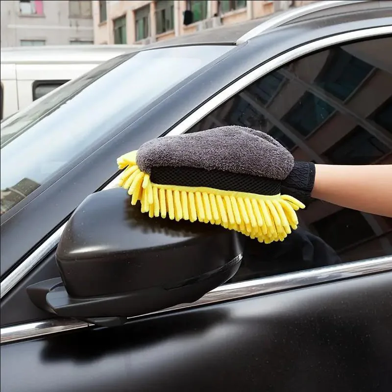 Chenille Car Wash Mitts Microfiber Scratch Lint-Free Large Thickened Efficient Cleaning Car Wash Gloves Cleaning Tool car wash glove car cleaning tool