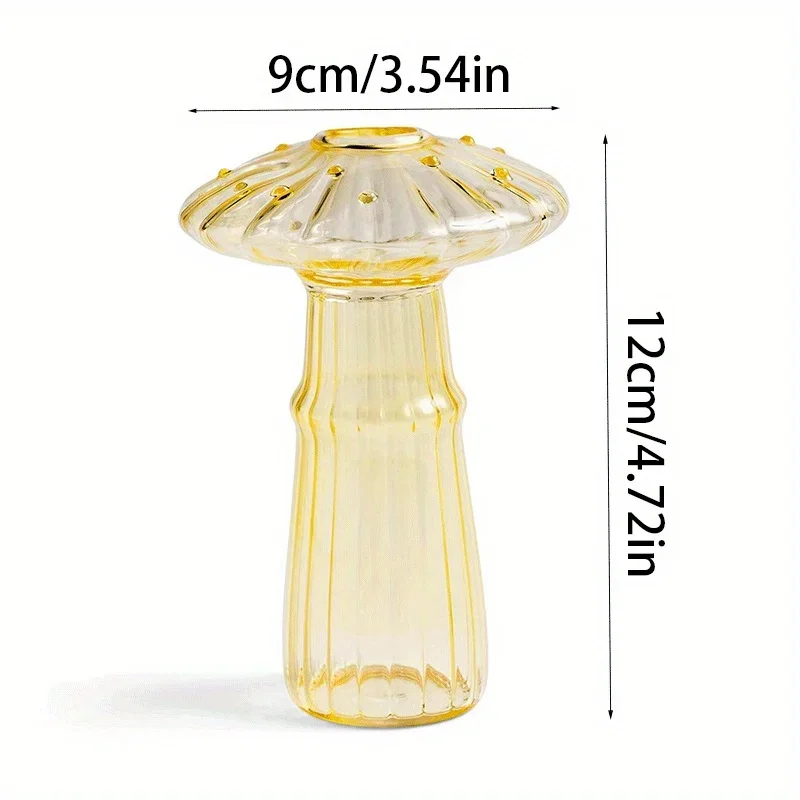 Vibrant Mushroom Glass Vase for Hydroponic Flower Arrangements and Home Decor